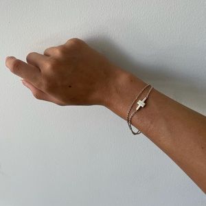 Tiffany&Co Sterling Silver T Double Chain Bracelet